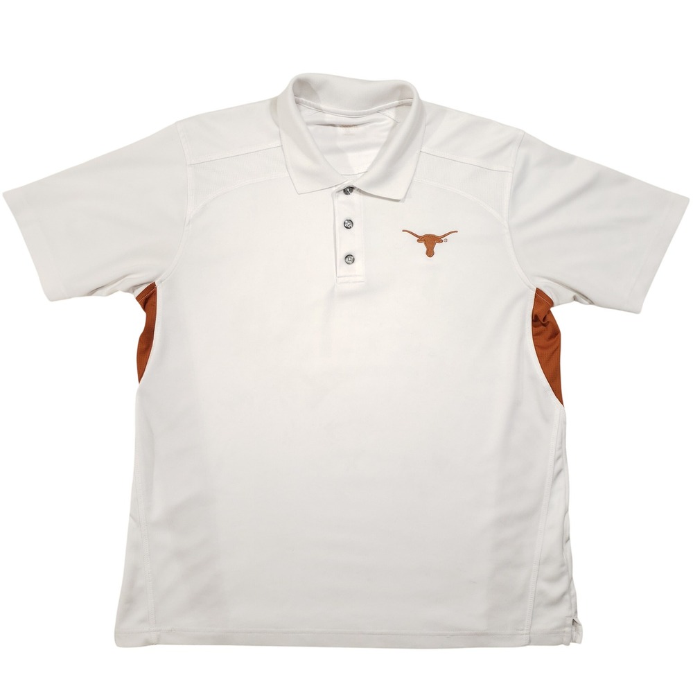 Knights Apparel Polo Shirt Men Large White Texas Longhorns NCAA Short Sleeve